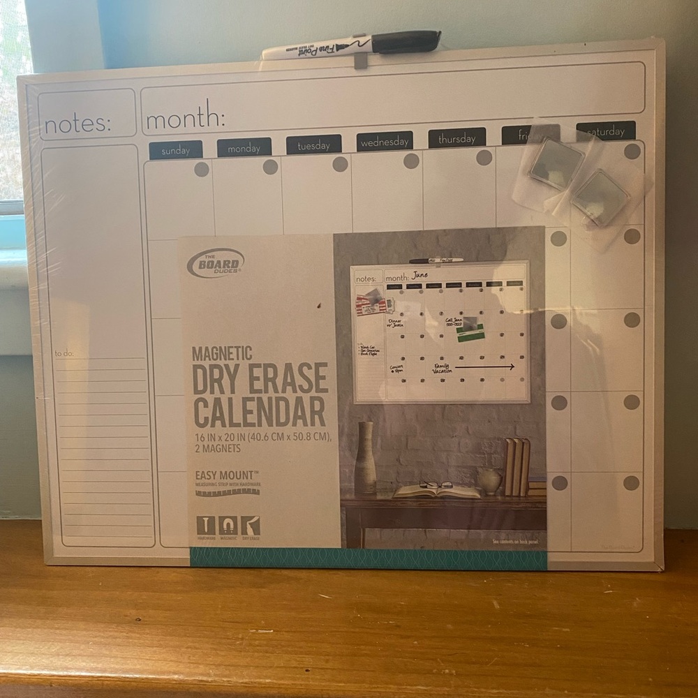 Dry erase calendar